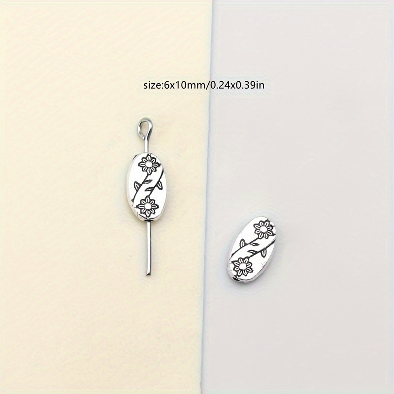Flower Oval Charm Spacer Beads for DIY Handmade Jewellery